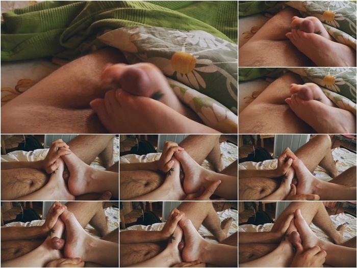 Footjob – Quick Homemade Morning Footjob and Solefuck to Cum on Feet